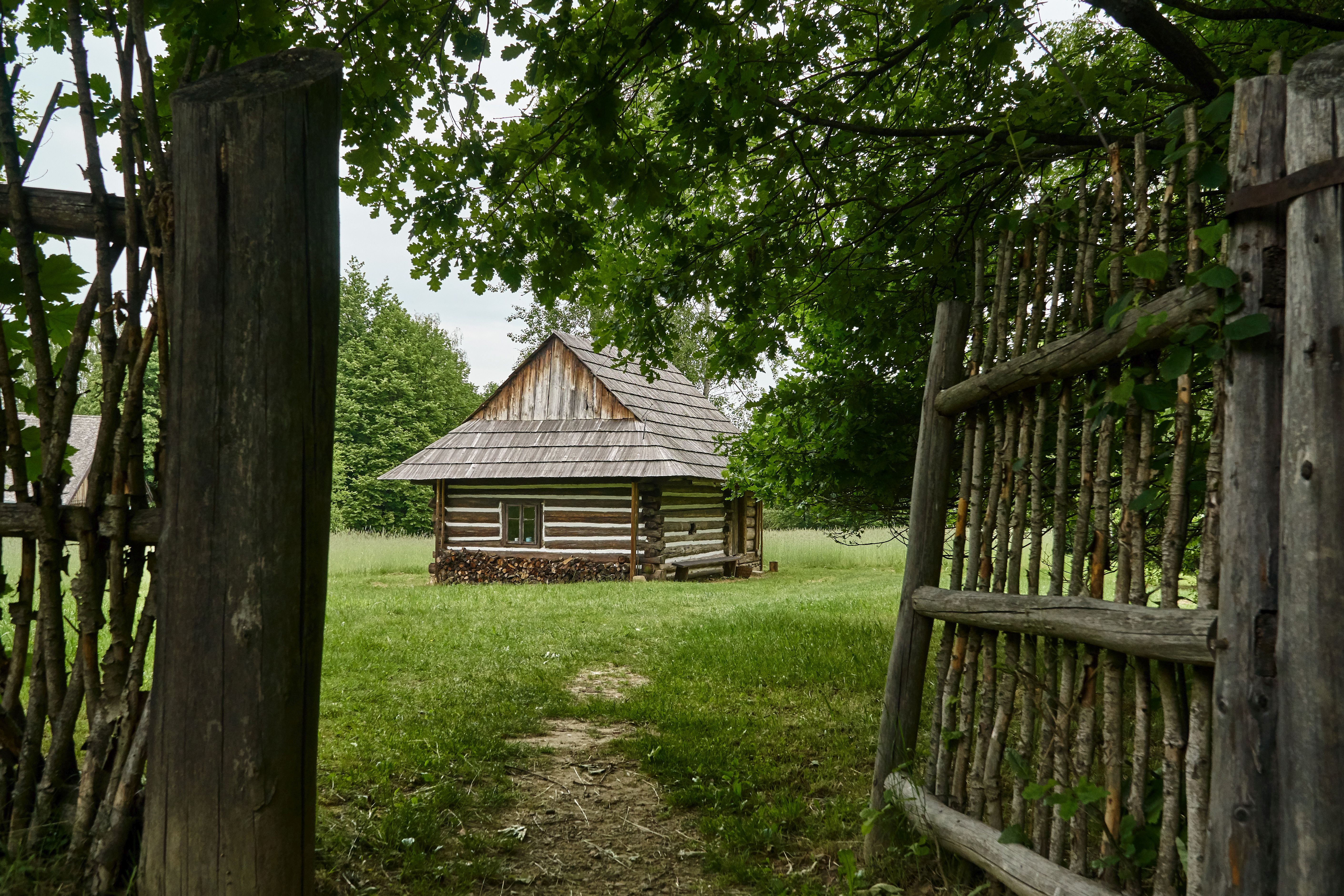 A wooden cottage in an open-air museum