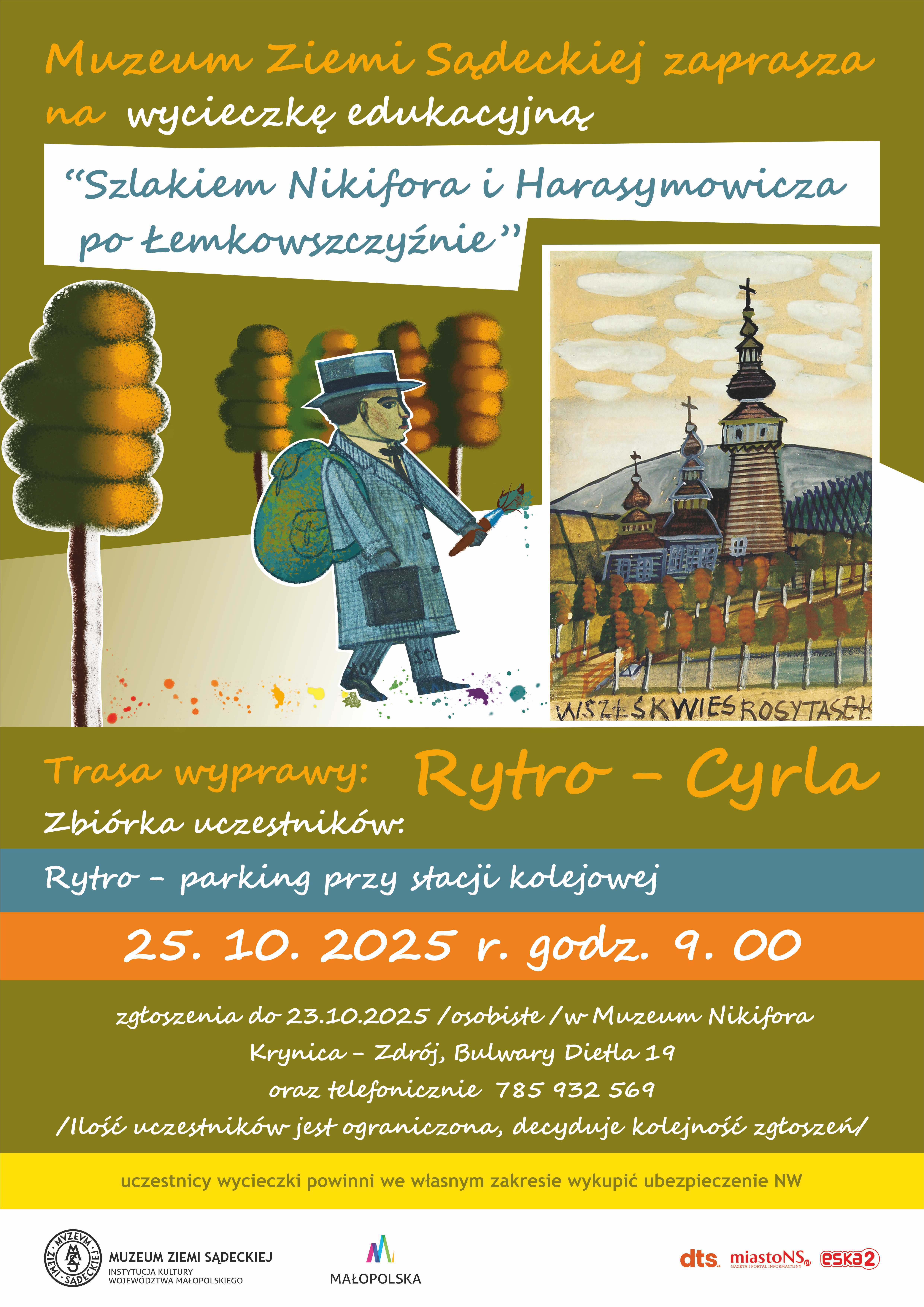 Plakat - mężczyzna z plecakiem na szlaku