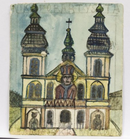Obraz - Kościół, na balkoniku stoi ksiądz